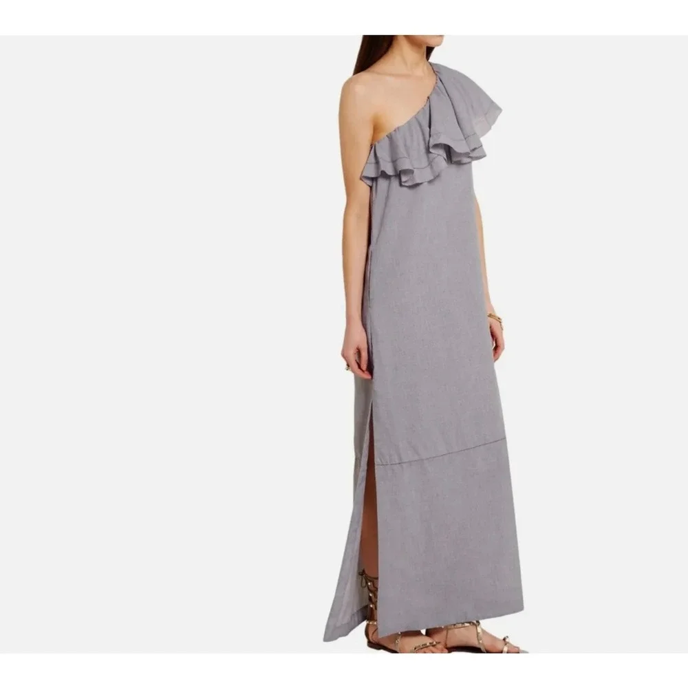 lisa marie fernandez one shoulder dress LISA MARIE FERNANDEZ One-shoulder linen-blend gauze maxi dress